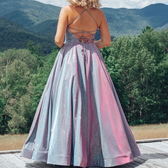 Metallic Iridescent Glitter Prom Dress - www.disolcolor.com